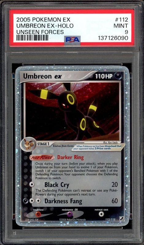 Umbreon EX Holo 112/115 PSA 9 EX Unseen Forces Pokemon Mint