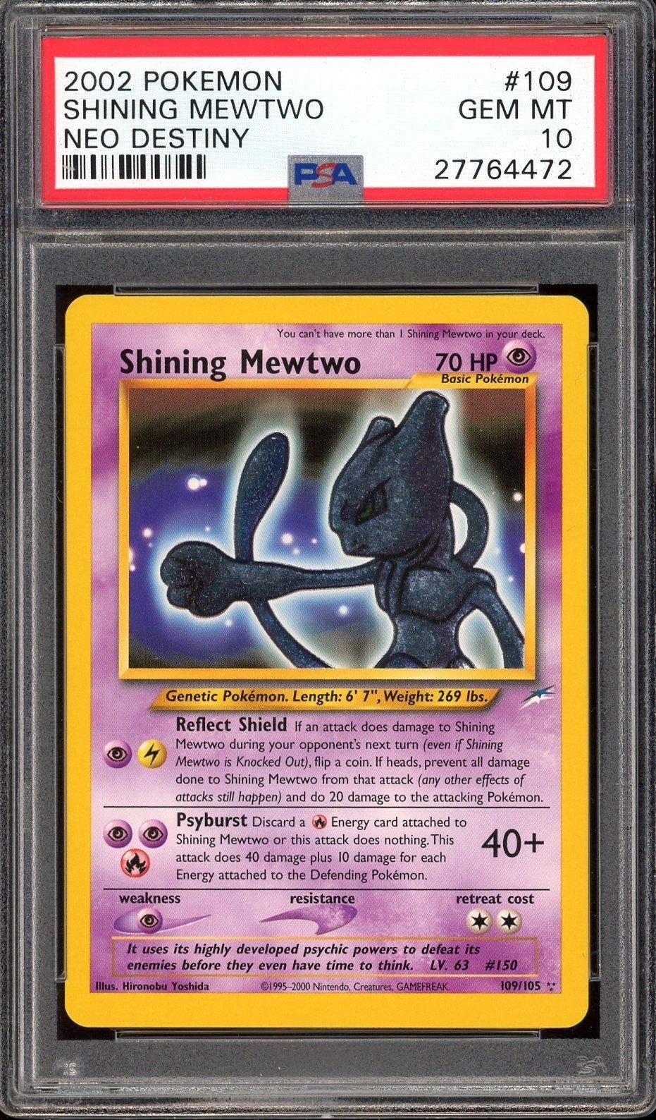 Shining Mewtwo 109/105 PSA 10 Neo Destiny Pokemon Gem Mint – Photo 1
