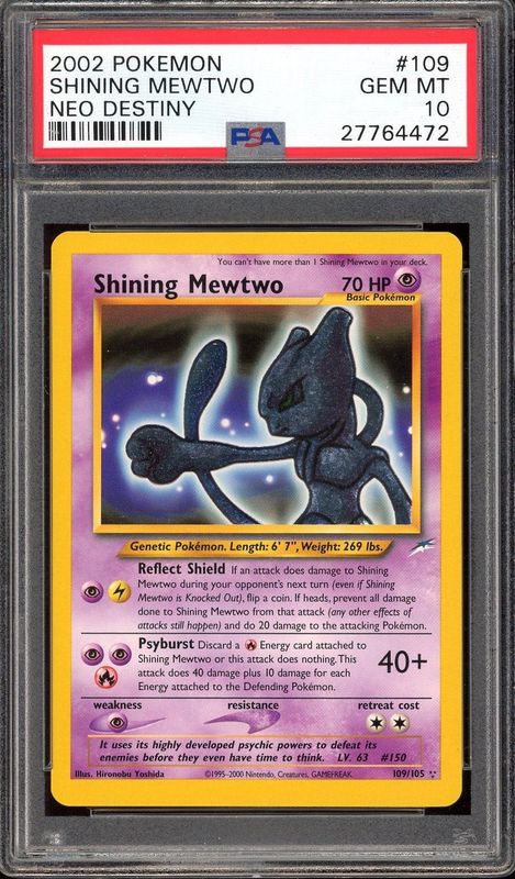 Shining Mewtwo 109/105 PSA 10 Neo Destiny Pokemon Gem Mint