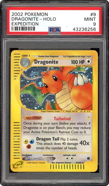 Dragonite Holo 9/165 PSA 9 Expedition Pokemon Mint Swirl